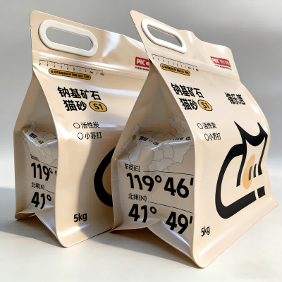 Osemstranska zaprta vrečka za mačji pesek z ročajem na zadrgo